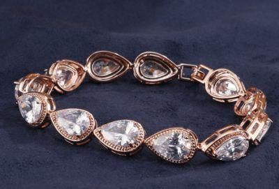 Rose Gold Paved CZ Bracelet for Wedding, Bridal Wedding CZ Bracelet for Brides