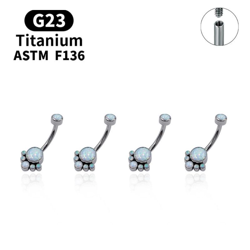 G23 Titanium Belly Button Rings 14G Pearl Belly Ring Whited/Blue Opal Navel Piercings Jewelry