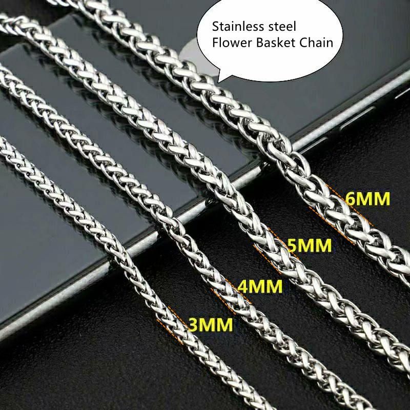 Stainless Steel Flower Basket Chain Necklace Jewelry for Women and Men