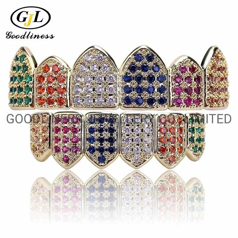 Men Fashion Accessories Colorful Pave CZ Hip Hop Rapper Jewelry