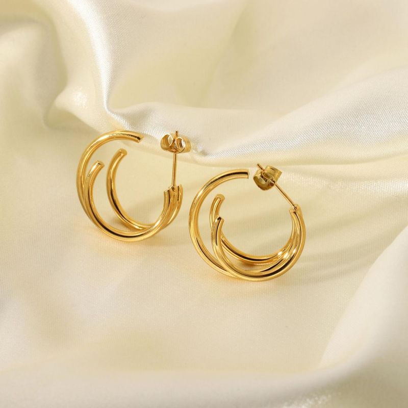 Latest Design 3 Circles Fashion Stainless Steel Earrings