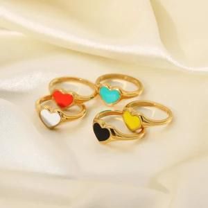 Women Purple Gold Plated Blue Heart Pink Rainbow Opal Rings