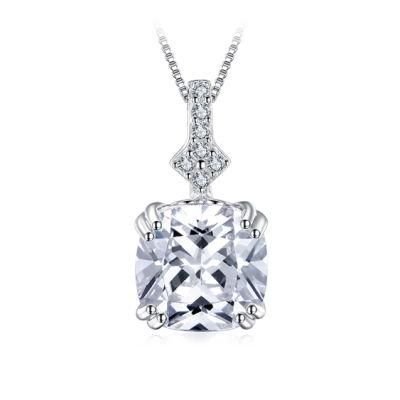 Vintage Jewellery Cushion Cut Cubic Zirconia Pendant 925 Sterling Silver Jewelry