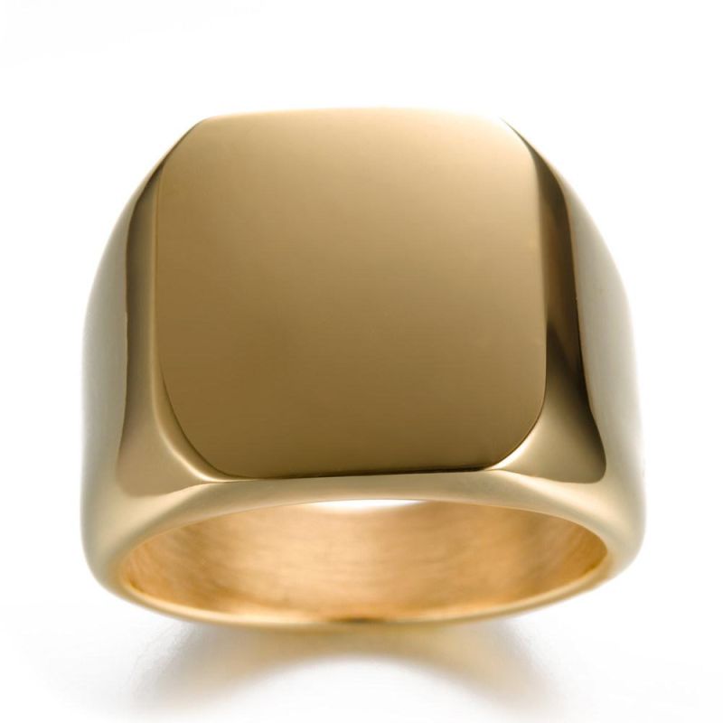 Fashion Rings Square Big Width 24K Titanium Finger Men Ring Fashion Jewelry