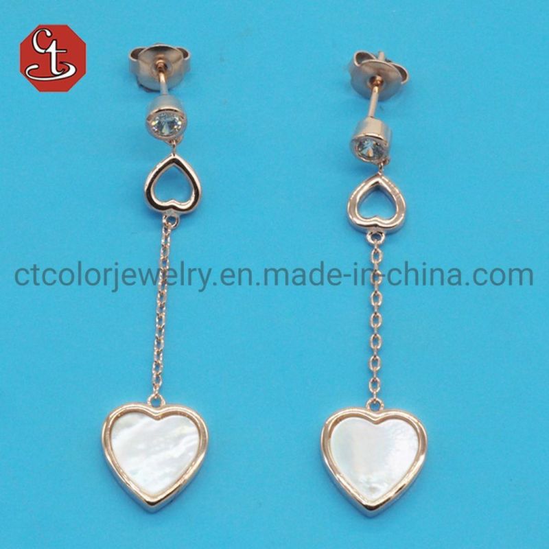 Wholesale Delicate Korean Style Silver Designs Shell Pearl Inlaid Earring