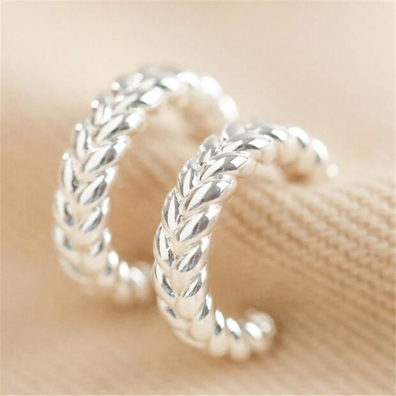 Woven Hoop Earrings in Silver and 18K Gold Plated for Women Girls Lady Party or Daily Wearing Jewels