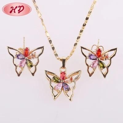 Hot Selling Rose Gold Diamond Jewelry Set with Earring Necklace