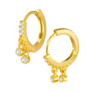 Factory Outlet New Fashion Jewelry S925 Sterling Silver Luxury Zircon Paved Micro Cubic Zircon Gold Plated Earrings Hoop