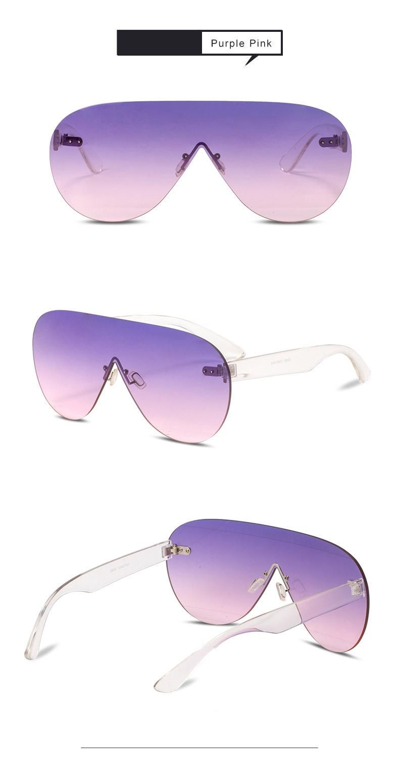 New Fashion Trend Young Ladies Oversized Sunglasses One Piece Lens UV400 Outdoor Travel Sun Glasses