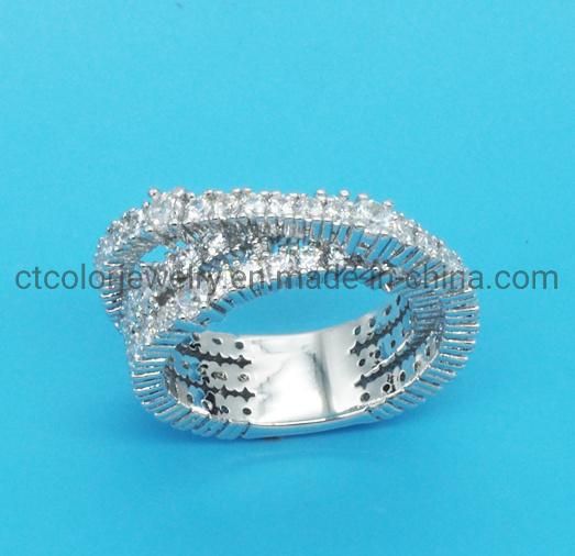 Fashion Jewelry 925 Sterling Silver Creative Design Ring with CZ and Pearl Fashion Customized Jewellery