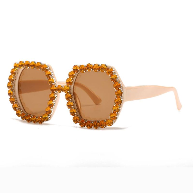 2020 Low MOQ Round Flower Fashion Sunglasses with Diamonds