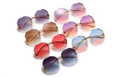 2020 Ready Made Round Rimless Trendy Women Fashion Sunglasses