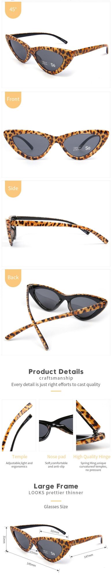 Fashionable Women Retro Cat Eye PC Sun Glasses Polarized Lens Sunglasses