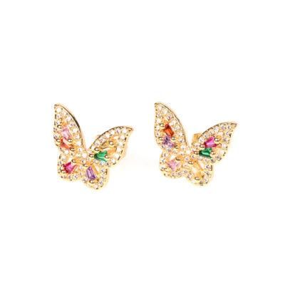 Fashion Bling Crystal Butterfly Stud Earring Women Party Rhinestone Butterfly Earrings