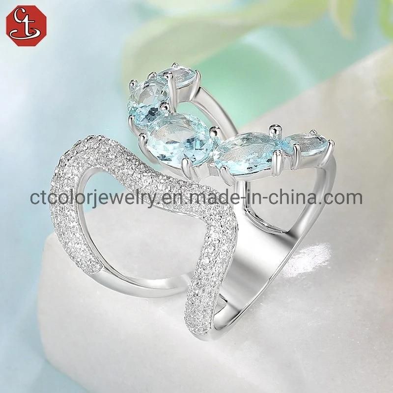 Hot Sale 925 ring different color crystal jewelry Fashion Jewellery Wholesale women