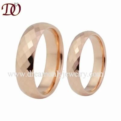 Rhombus Cut Tungsten Ring Rose Gold Tungsten