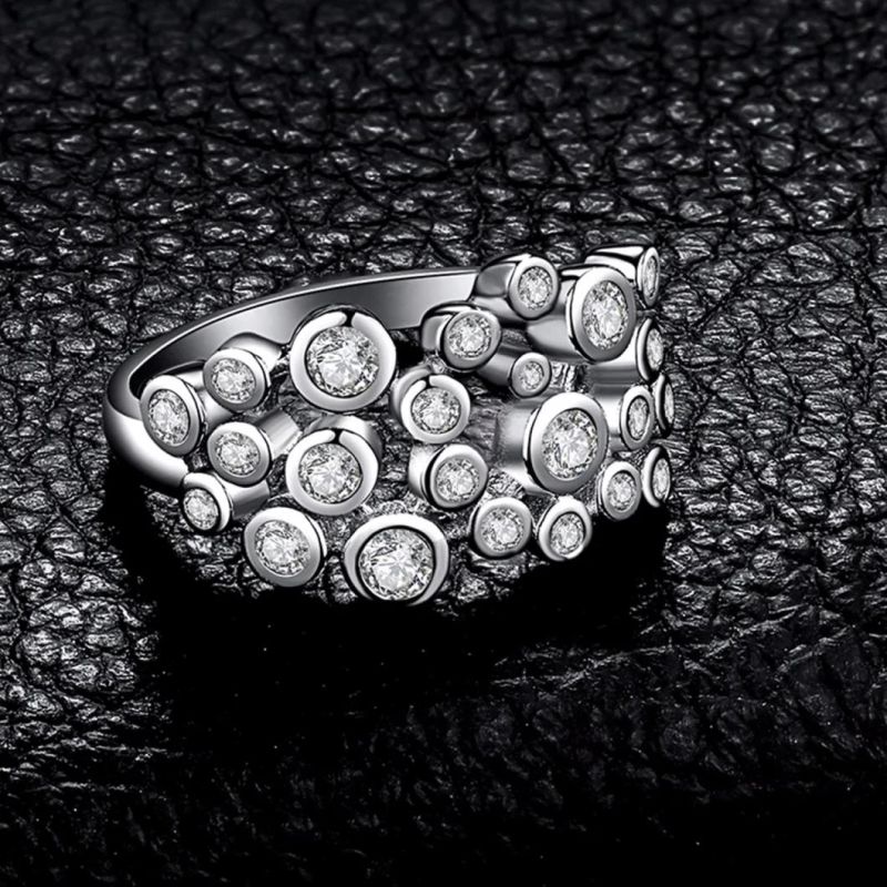 925 Sterling Silver Cubic Zirconia Bubble Ring Fashion Jewelry for Women Wholesale