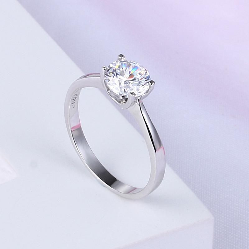 Crystal S925 Four-Prong Diamond Wedding Ring