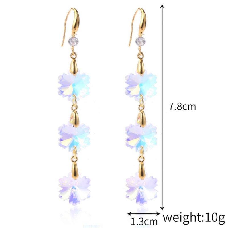 Fashion Girls Zircon Long Austrian Crystal Jewellery Tassel Earrings