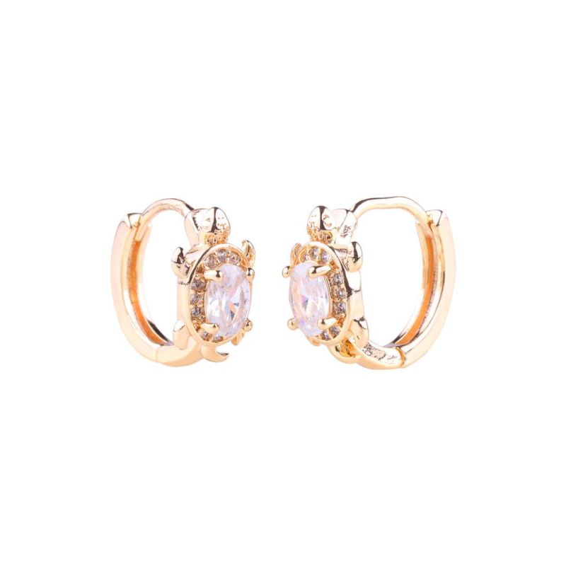 New Design Gift Crystal AAA Cubic Zirconia Jewelry Women Gold Huggies Earrings