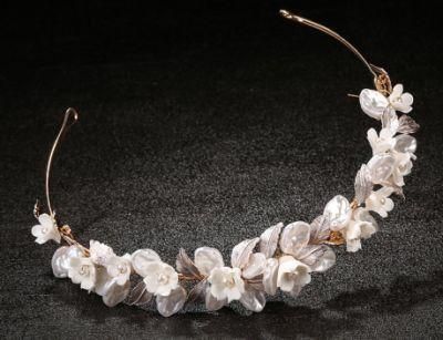 Bridal Wedding Crystal Ceramic Flower Headband Tiara
