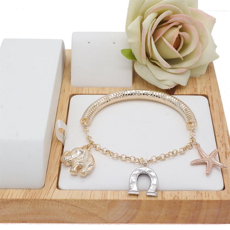 Tri-Color Pendant Gold Plated Fashion Bracelet