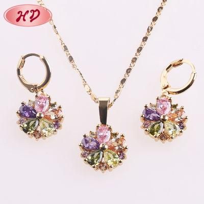 Wholesale 2020 Fashion 18K Gold Plated Zircon Brazilian Jewelry Set Design with High Quality for Ladies