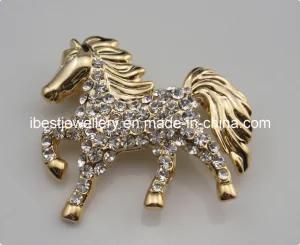 Fashion Jewelry-Horse Shaped Crystal Brooch