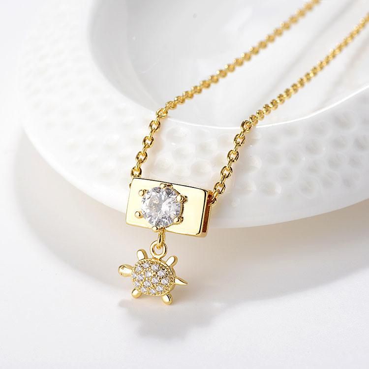 Small MOQ Wholesale 18K Gold Plated Fashion Pendant Necklace Chain Set Jewelry