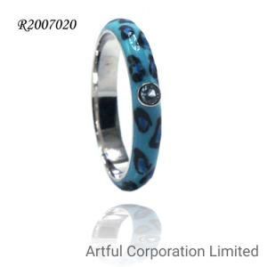 Blue Enamel 925 Sterling Silver&Brass Ring