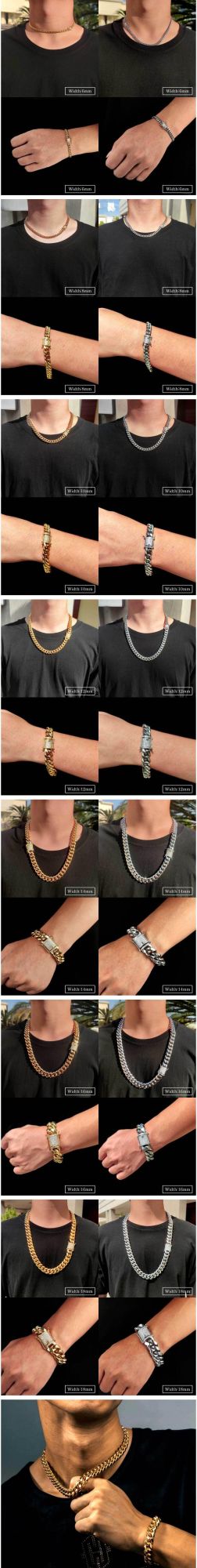 Women Men Stainless Steel Twist Rope Silver Gold Plated Curb Diamond Cuban Link Chain Necklace