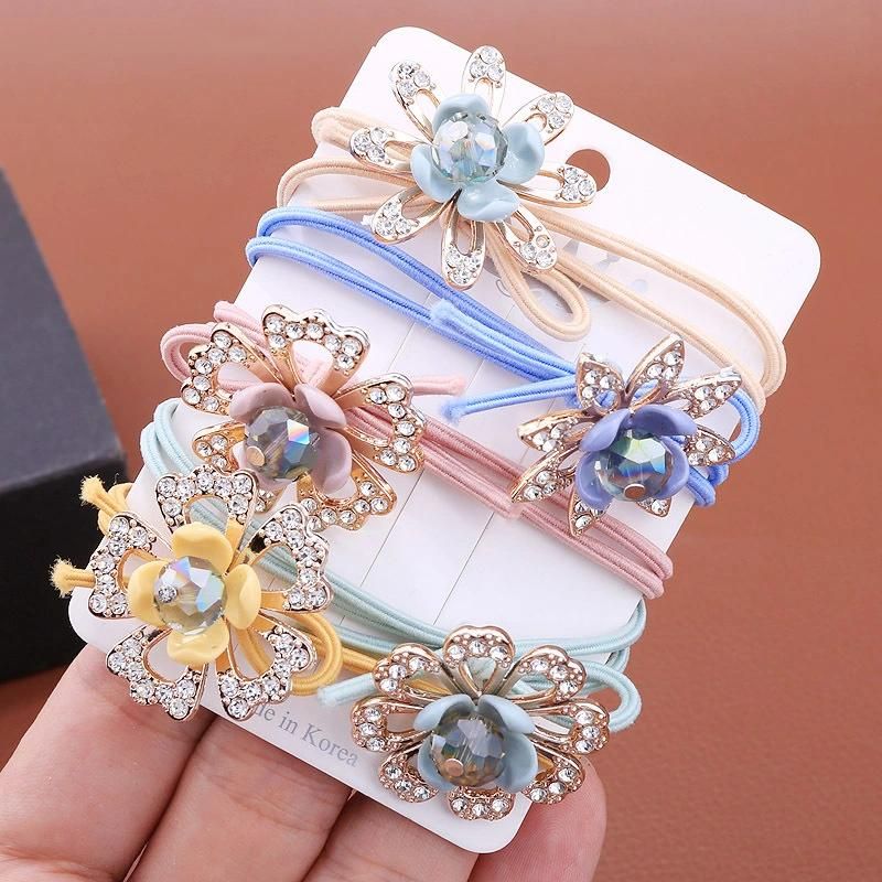 Fashion Hair Accessories Rhinestones Flowers Hand-Knotted Braided Hairband Hairrope