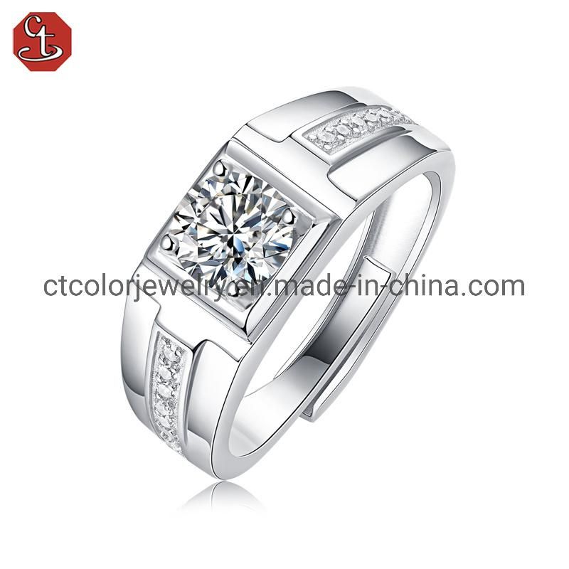 Exquisite diamond classic four-claw 1 carat Moissanite men′s jewelry ring for man