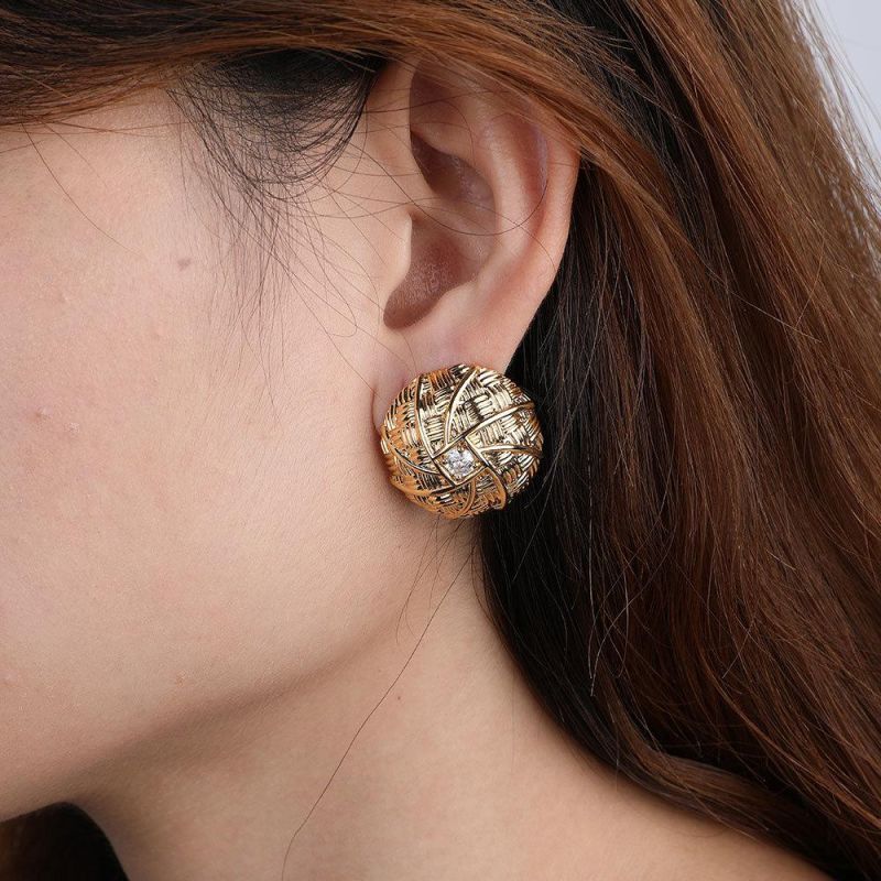 Ball Style Gold Color Earrings for Women Hot Sale Fashion Jewelry Copper Earring Oorbellen Brincos Grandes