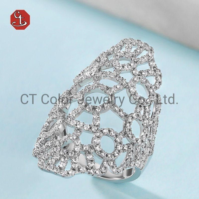 Wholesale Fashion Jewelry Hollow Zircon 925 Sterling Silver Rings