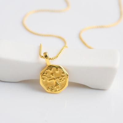 European and American Fashion Stainless Steel Coin Portrait Necklace 18K Gold Round Coin Pendant Necklace