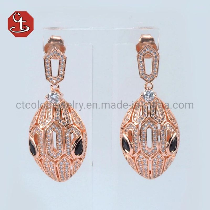 Snake Hoop Silver or Brass Earrings For Women AAA+ CZ Snake Earring Fashion Jewelry Accessories