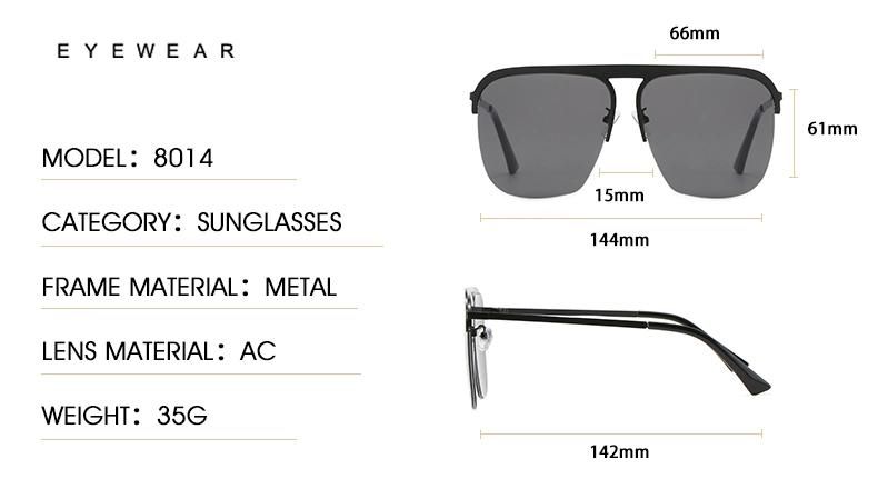Sunglasses Women′s Metal Half-Frame Hanging Silk Sunglasses Men′s Gradient Color Sunglasses
