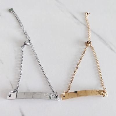 Stainless Steel Jewelry Fashion Gold Bangle Heart Letter Custom Bracelet