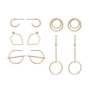 Women Fashion Jewelry Accessories Thin Metal Wire Hoop Earrings Set