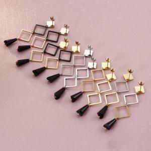 Geometric Irregular Shape Long Gold-Plated Stainless Steel Earrings Stud