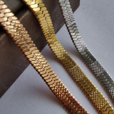 Hot Sell Custom Stainless Steel Jewelry Herringbone Chain Embossed Necklace