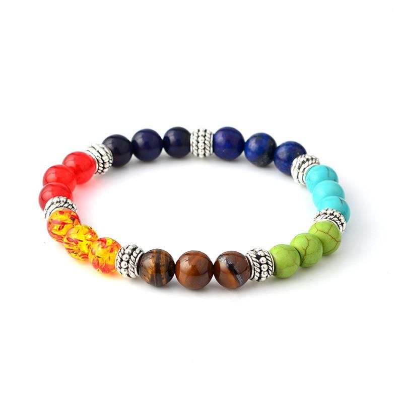 Natural Stone Colorful Chakra Energy Bracelet Fashion Accessories Jewelry