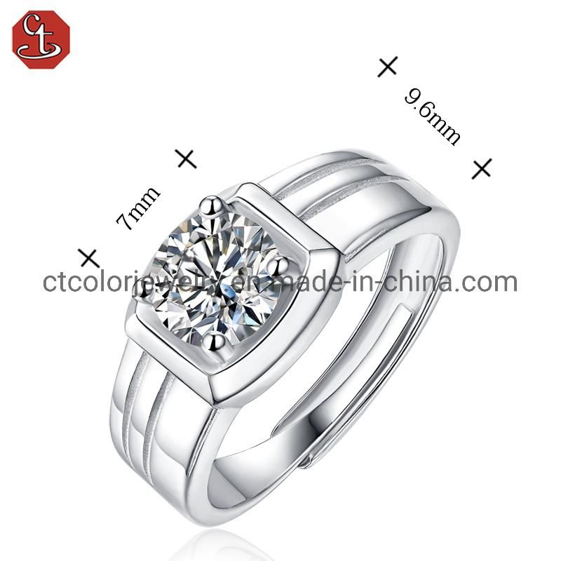 Men′s Wedding diamond ring Moissanite silver Fashion jewellry simple man ring