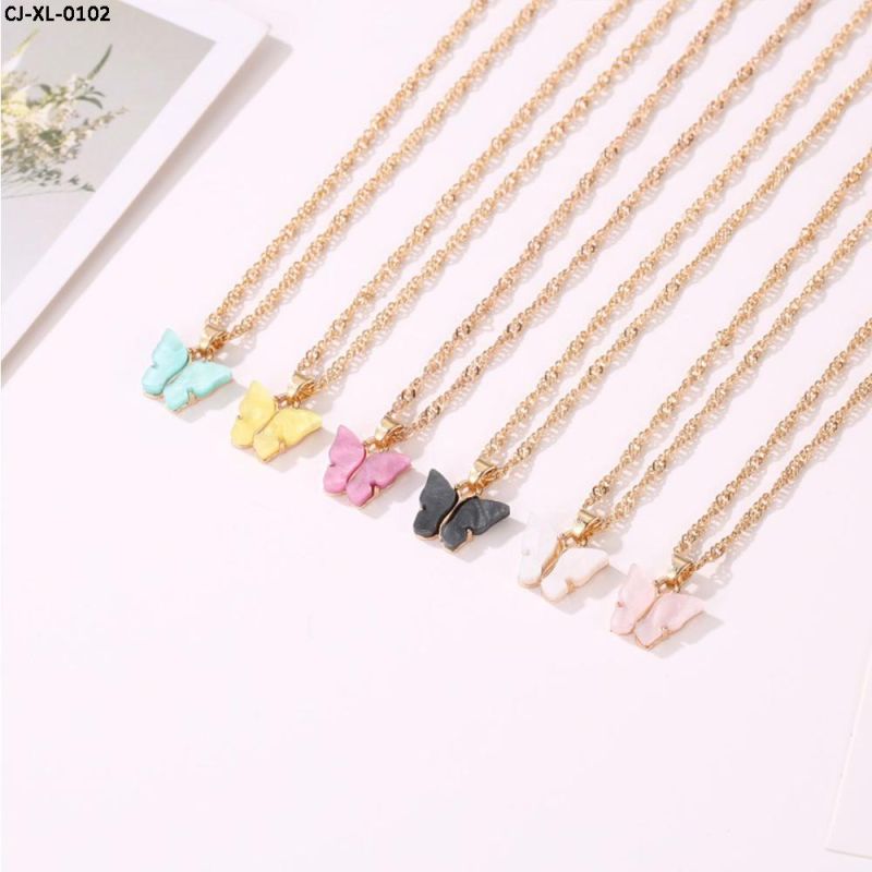 Butterfly Necklace Acrylic Color Sweet Woman Collarbone Chain Personalized Hipster Choker