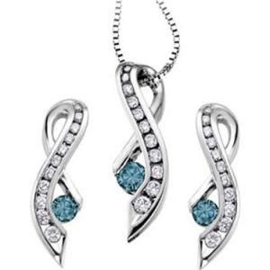 Classy Designer Sterling Silver Rhodium Pendant Earrings Necklace Jewelry Set