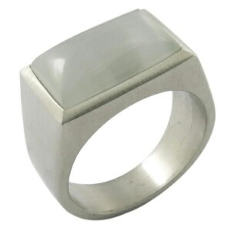 White Glass Stone Square Shape Rings
