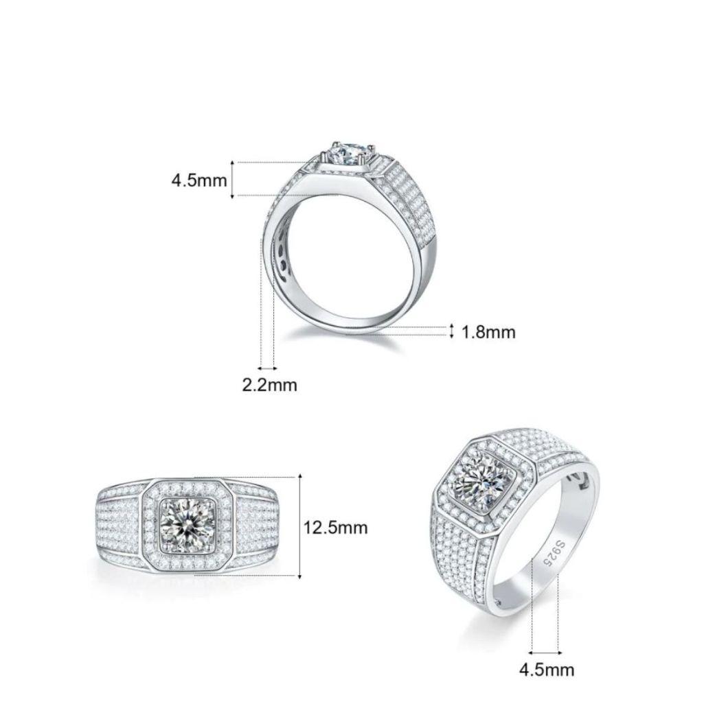Moissanite Ring Fine Silver Jewelry Engagement Wedding Moissanite 925 Silver Rings Men