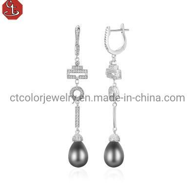 Wholesale jewelry Drop earring 925 silver pearl fashion earrings for women
