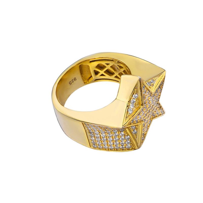 New Arrival Products 3D Star Design 14K Gold Plating Men′ S Ring